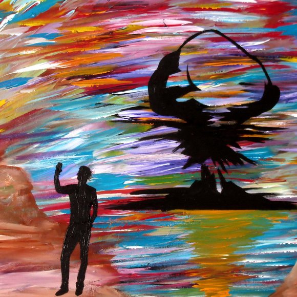 Original Painting 1/1 24x18 "Carbon Foot Print" NYC Artist Ghost - Picture 2 of 5